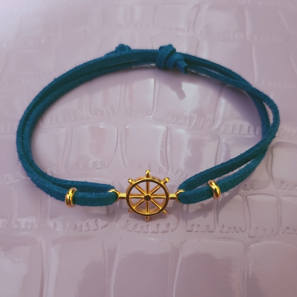 NAUTICAL GOLD CHARM SUEDE CORD BRACELET ⛵
